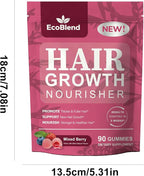 Hair Growth Gummies Women Vitamins—excellerator Nourish Hair and Nail Promote Fuller Locks with a Natural, Gentle Formula—Filled Gummies—Mixed Berry Flavor—90 Count (45-Day Supply)