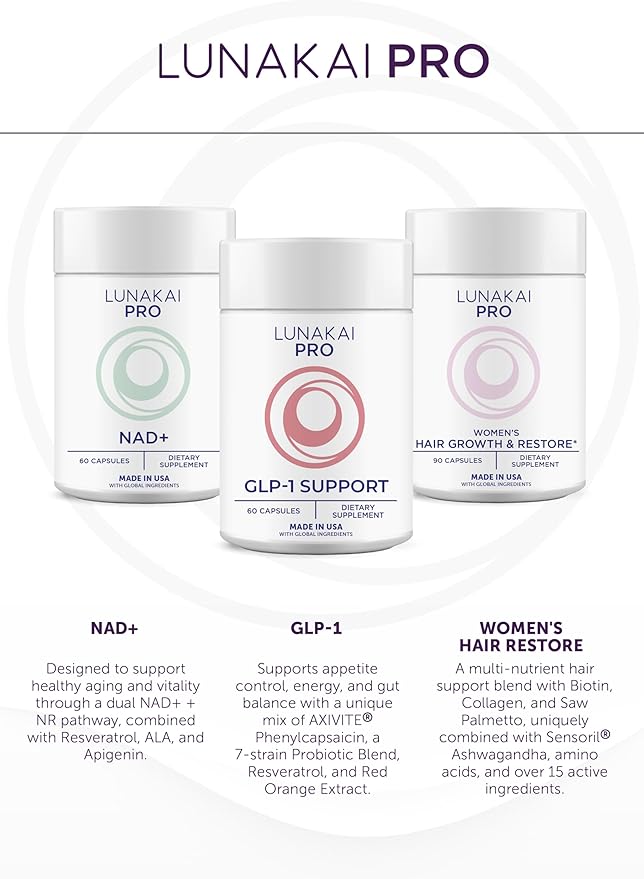 Lunakai USA Made NMN Supplement 500mg 6-in-1 with TMG & Resveratrol 98% - Daily NAD+ & Energy Support for Healthy Aging & Cellular Health, Nicotinamide Mononucleotide, 60 Capsules