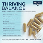 FREEDA Vitamin B-50 Complex – Super Quints B-Complex with B1 B2 B3 (Niacinamide) B5 B6, Biotin, Folate & B12 + Choline & Inositol – Vegan Capsules, 100 Count – Made in USA