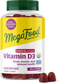 MegaFood Vitamin D3 Gummies 2000 IU (50 mcg) - Vitamin D Gummies Mixed Fruit Flavor, Bone, Muscle & Immune Support Supplement, Vegetarian, Gluten-Free, USDA Organic – 70 Gummies, 35 Servings