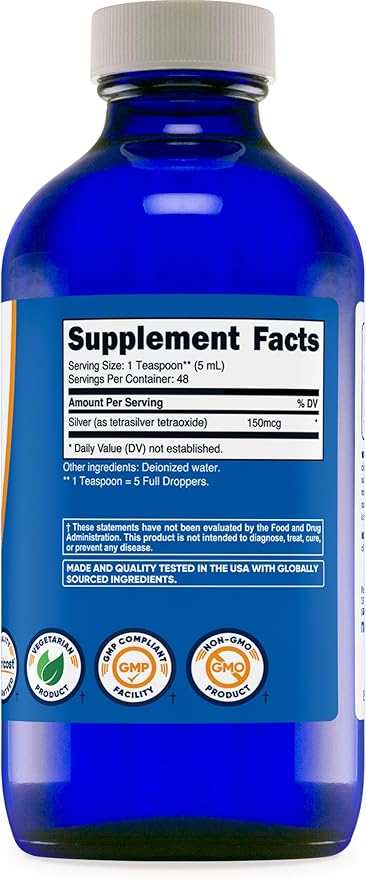 Nutricost Colloidal Silver 8oz - Cobalt Blue Glass Bottles, Bio-Active Colloidal Silver