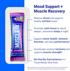 Muscle I.V.® Mood Support, Recovery, Cortisol Reducer Supplement, Vitamin D3 K2, Magnesium Glycinate, L-Theanine, KSM-66® Ashwagandha, Electrolytes Powder Packets, Sugar Free. 15 Ct (Wild Berry)