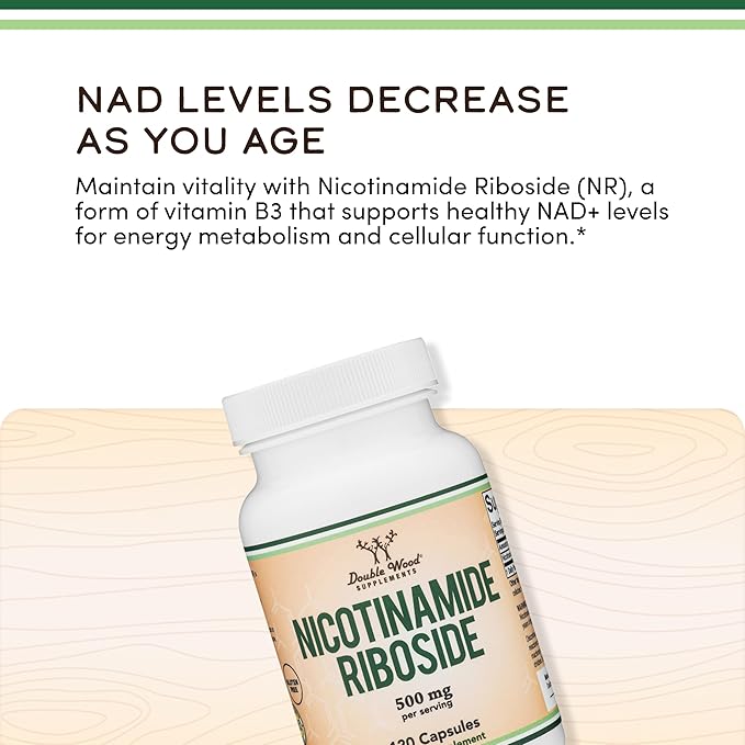 Nicotinamide Riboside - NAD Supplement to Boost Levels of NAD+ by Double Wood (Pack of 2)
