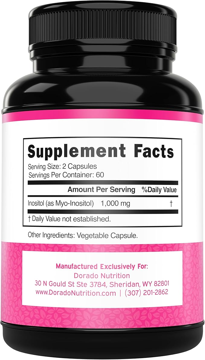 Inositol Capsules (Myo Inositol) (1000mg Per Serving 120 Capsules) Myo Inositol Supplement for Women Hormone Balance Support - Vegan Safe - Third Party Tested - Gluten Free & Made in USA (120 Count)