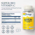 SOLARAY Super Bio Buffered Vitamin C 1000mg, Two-Stage, Timed Release Vitamin C with Bioflavonoids, Immune Support Supplement - High Absorption, Vegan, 60 Day Guarantee, 30 Servings, 60 VegCaps