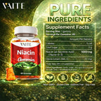 VAITE Niacin (Vitamin B3) 1000mg Supplement – Antioxidant & Energy Support, Nicotinic Acid for Nutrient Conversion & Skin Hydration, Sugar-Free, 60 Vegan Gummies, Non-GMO, Daily Chewable