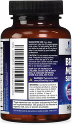 Brain Memory Supplement Pills - 3X Strength Nootropics for Concentration, Clarity & Focus Support - Brain Health Cognitive Vitamins with Bacopa, Phosphatidylserine & DMAE, Brain Booster - 60 Capsules