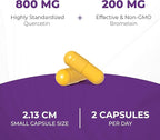 Quercetin with Bromelain Vegetarian Supplement Capsules | 240 Count (1000mg Per Serving 2400 GDU/g) | Supports Healthy Immune System, Helps With Seasonal Allergy Support | High Absorption Antioxidant