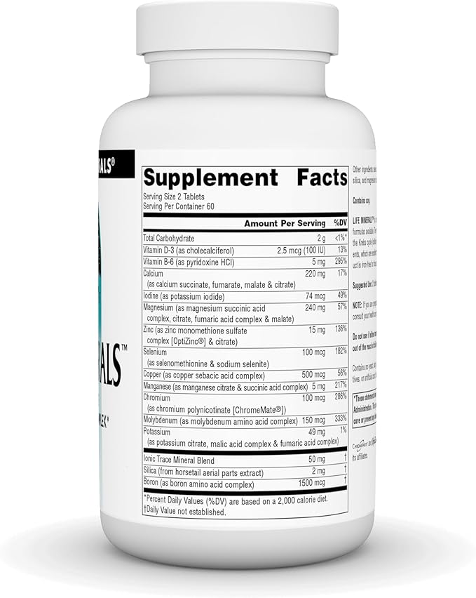 Source Naturals High Bioactivity Life Minerals, Iron Free - Krebs Cycle Multi-Mineral Complex - 120 Tablets