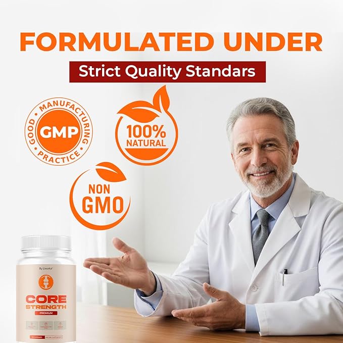 Core Strength - Official Core Strength Premium Capsules All Natural Ingredients Advanced Formula Daily Pills Overall Health & Wellness Support Vitamin Reviews, 60 Capsules for 1 Month