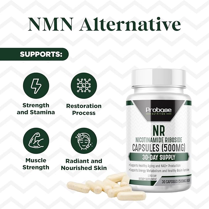Probase Nutrition Nicotinamide Riboside - NAD Supplement to Boost Levels of NAD 30ct/500mg, 30-Day Supply