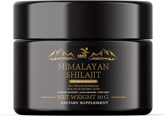 Shilajit Himalayan Resin - Gold Grade 100% Pure Shilajit with Fulvic Acid & 85+ Trace Minerals Complex for Energy & Immune Support - 50g