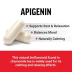 Force Factor Apigenin Supplement for Relaxation and Stress Support, Powerful Bioflavonoid and Antioxidant, Apigenin 50mg, Premium Quality, Vegan, Non-GMO, 60 Capsules (Packaging May Vary)