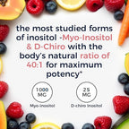 Vitalitown Inositol Supplement for Women, Myo-Inositol & D-Chiro Inositol, Ideal 40:1 Ratio, Hormone Balance & Healthy Ovarian Support for Women, Vitamin B8, Vegan, 60 Capsules, No Gluten