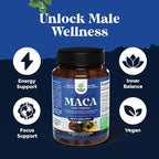Potent Black Maca Root Capsules for Men - Herbal Wellness Supplement with Siberian Ginseng Ashwagandha and Black Maca Root - Men’s Wellness Supplement to Support General Health - 30 Count