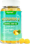 Vitamin E 400 IU Gummies for Women, Vitamin E Chewable Supplement with VIT A, C, Biotin, Zinc, Powerful Antioxidant, Skin & Hair Health, 60 Count