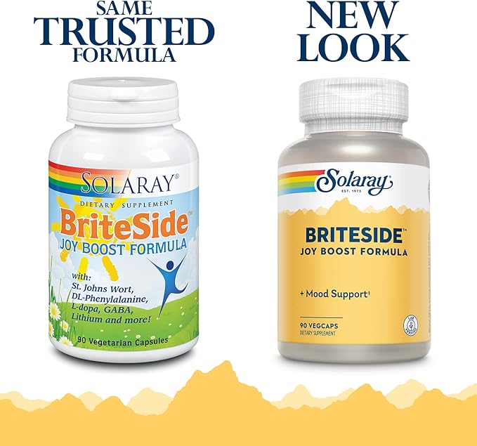 SOLARAY BriteSide - 90 Vegetarian Capsules - with St. Johns Wort, DL-Phenylalanine (DLPA), L-Dopa, GABA & Lithium