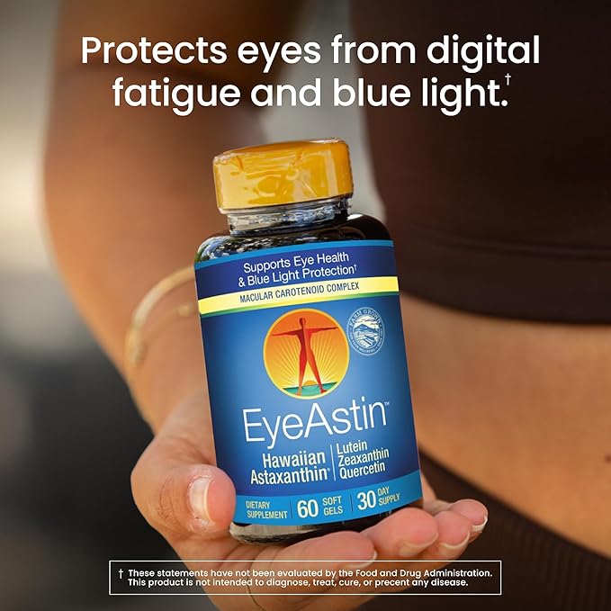 EyeAstin, BioAstin Hawaiian Astaxanthin with Lutein & Zeaxanthin, Supports Eye Health Naturally, 60 Count