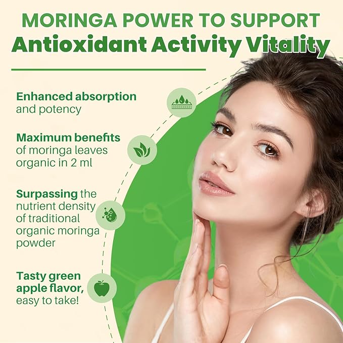 Moringa Leaf Extract Liquid Drops - Liquid Moringa Supplement 1000 mg with Turmeric, Quercetin, Elderberry, Sea Moss, Vitamin C & Zinc, for Energy Immune Antioxidant Digestive Support, 2 Fl Oz