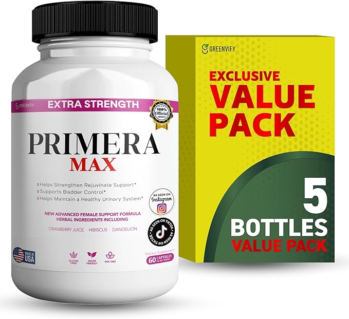 Primera Max Extra Strength Female Support, 60 Veggie Capsules, 1000mg D-Mannose with Cranberry, Hibiscus, Dandelion (5)