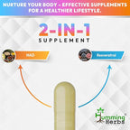 Humming Herbs NAD+ with Trans‑Resveratrol 600 mg per Serving. NAD Booster, Cellular Energy & Metabolism Support — 90 Vegetarian Capsules