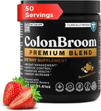 ColonBroom Premium Powder Supplement (Strawberry, 50 Servings) - Colon Broom Psyllium Husk Fiber Powder Drink - Gluten Free, Non-GMO Colon Cleanse for Bloating Relief & Gut Health