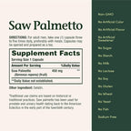 Nature's Bounty Saw Palmetto Support for Prostate and Urinary Health, Herbal Health Supplement, 450mg, 250 Capsules (Pack of 2)