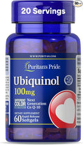 Puritan's Pride Next Gen Ubiquinol Coenzyme CoQ10 100mg, Dietary Supplement for Heart Health, Blood Pressure, Oral Gum Health, Aging and Cellular Energy Support, 60 Servings, Rapid Release Softgels