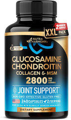 Glucosamine Chondroitin MSM Collagen | HSA | Joint Support Supplement 2800 mg | Made in USA | FSA Approved Product Items | Flexibility Nutritional Vitamins | For Men & Women, 240 Capsules