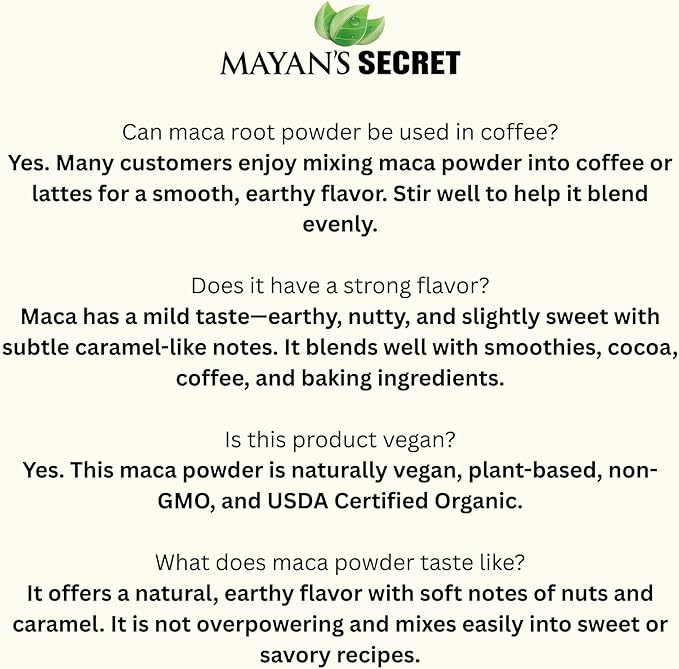 Mayan's Secret - Maca Root Powder Organic 16oz x 2 USDA Certified Parve Non-GMO Vegan Superfoods for Breakfast, Smoothies, Baking & Ice Cream (1 Pound (Pack of 2))