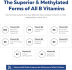 BioActive Vitamin B Complex - Blood Stream Ready, Methylated B Complex - Featuring Methylfolate, 3 BioActive Forms of B12, BenfoPure® B1 & Pantesin® B5 - 12 B Vitamins in Clinical Doses - 60 Servings