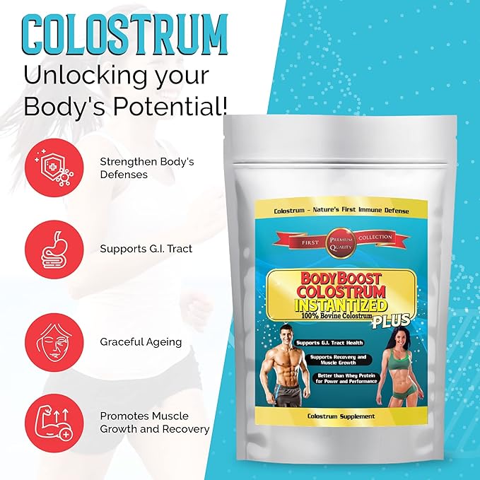 BodyBoost Instantized Colostrum Whole, 99.5% Bovine Colostrum Powder, Immune Booster with Immunoglobulin & Lactoferrin, Grass Fed Colostrum, Gut Health, Diverse Intake,16 oz