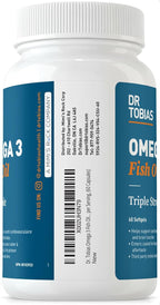 Dr. Tobias Omega 3 Fish Oil 2000mg Triple Strength with 800mg EPA 600mg DHA Per Serving | Fish Oil Omega 3 Supplements for Heart Brain & Immune Support - 60 Softgels (30 Servings)