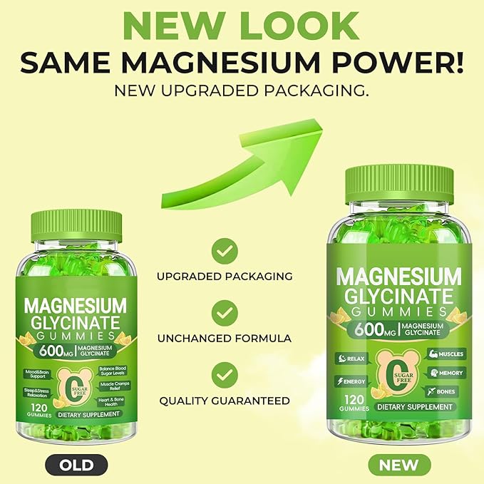 Magnesium Glycinate Gummies 600mg, Sugar Free Lemon 2pcs