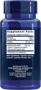 Life Extension Super R-Lipoic Acid, Healthy Aging, oxidative Stress Defense, with 240 mg Active R-Form, Gluten-Free – Non-GMO – Vegetarian – 60 Capsules (Pack of 2)