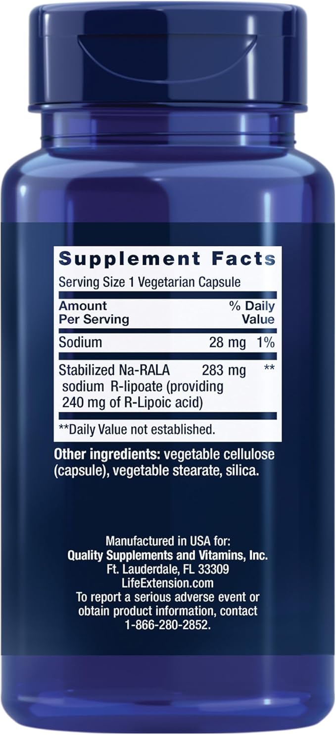 Life Extension Super R-Lipoic Acid, Healthy Aging, oxidative Stress Defense, with 240 mg Active R-Form, Gluten-Free – Non-GMO – Vegetarian – 60 Capsules (Pack of 2)