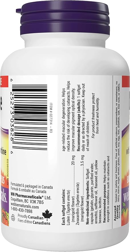 Webber Naturals Extra Strength Lutein with Zeaxanthin Softgel