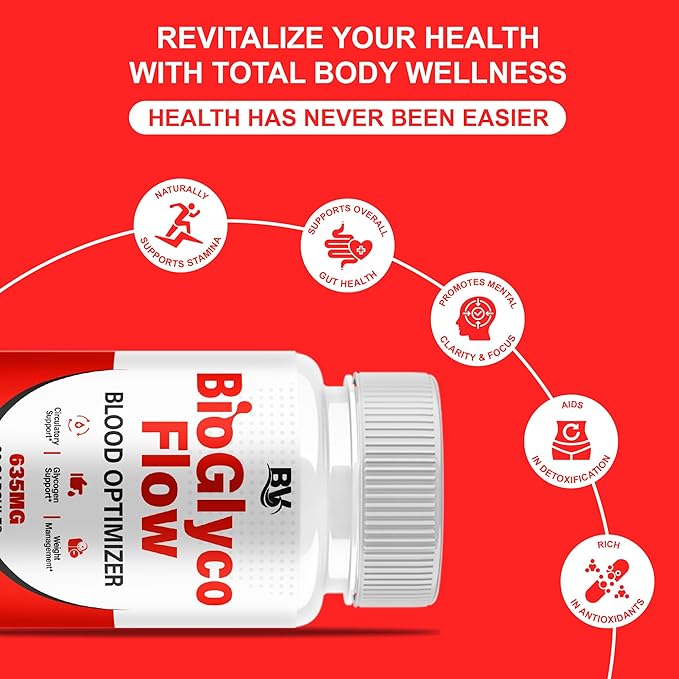 BioGlyco Flow Advanced Daily Multivitamin Health Support and All Natural Wellness Supplement Formula, BioGlyco Flow Premium Health and Wellness Support Formula Supplement (1 Pack - 60 Capsules)