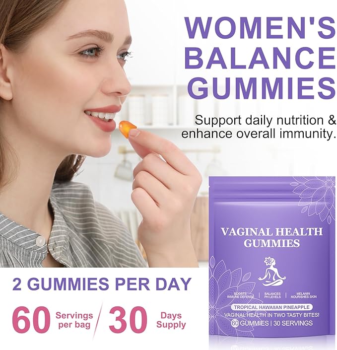 Pineapple Gummies for Women PH 120 Count, PH Balance for Women, Probiotics Vaginal Gummy, Improve Immune, Hawaiian Pineapple Flavor, Vegan & Low Sugar, Premium Balance Gummies