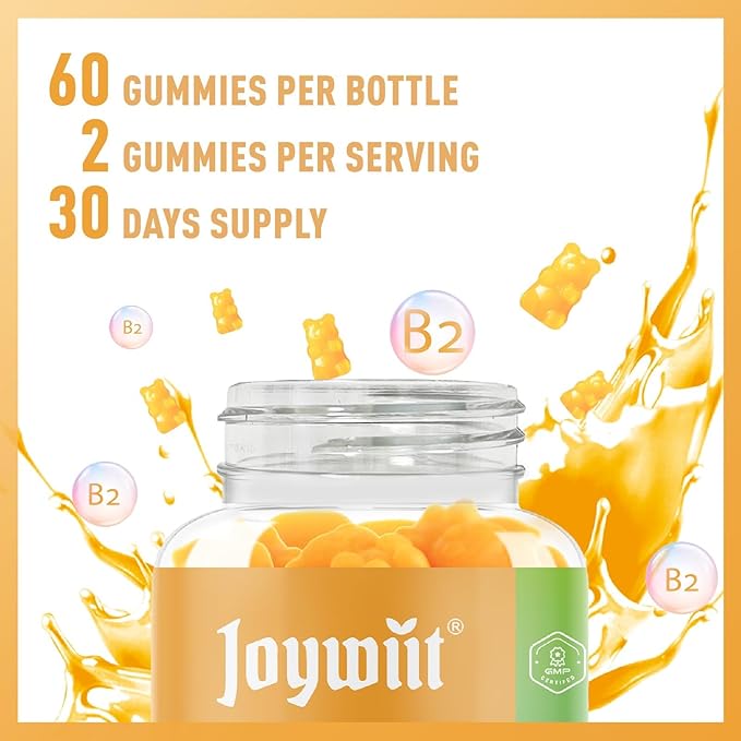 Vitamin B2 Gummies | Riboflavin 400mg | B2 Vitamin 400mg Chewable for Adults and Kids, Migraine Relief & Energy and Nervous System Support, Non GMO, Vegan - 120 Counts