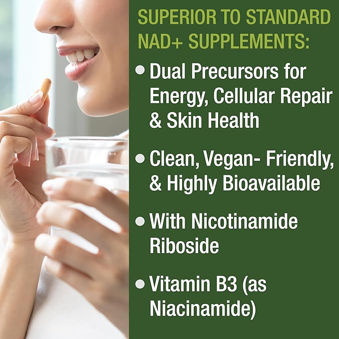 Peak Performance Nicotinamide Riboside NR Supplement Capsule - NMN Alternative NAD Supplement + Niacinamide for NAD+ Levels As We Age - 3rd Party Tested, Non-GMO, Vegan Vitamin for Women and Men