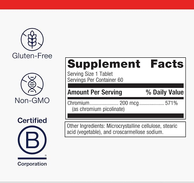 Metagenics Chromium Picolinate - Bioavailable Chromium for Metabolism Support* - Essential Trace Mineral - Non-GMO, Vegetarian, Gluten-Free - 200 mcg - 60 Tablets