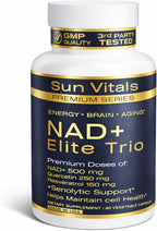 Natural NAD+ Supplement 500 mg with Resveratrol & Quercetin | Cellular Energy & Healthy Aging Support for Women | Non-Stimulant | GMP-Certified | 3rd Party Tested | 60 Vegan Capsules | Made in USA