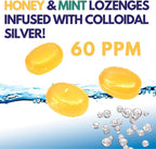 Silver Biotics Colloidal SIlver Lozenges | 60 PPM Ag₄O₄ SilverSol | Immune Support + Throat Soothing Lozenges | Manuka Honey | 21 Count