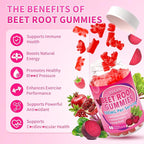 Beet Root Gummies for Women & Men, Beetroot Supplement Beet Chews with Vitamins Grape Seed for Antioxidant Supoort & Immune Health, Sugar-Free/Vegan/Organic,Raspberry Flavor 60 Count