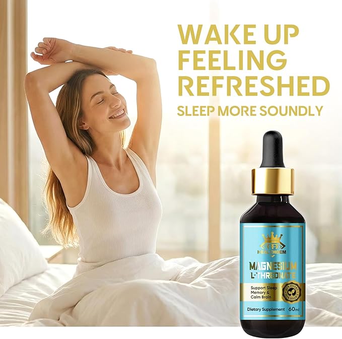 Magnesium L-Threonate Drop, Liquid Supplement w. Apigenin, Theanine, Lemon Balm for Sleep & Memory, Supports Cognitive Function & Balanced Mood, High Absorption