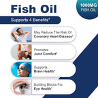 2 Bottles of Omega 3 Fish Oil Concentrate Supplement 1000 mg, with EPA and DHA, Support Heart, Joint, Brain, and Eye Health, 400 Softgels