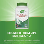 Nature's Way Saw Palmetto Berries, Traditional Prostate Support*, 585 mg per serving, Non-GMO Project Verified, Vegan, 180 Capsules