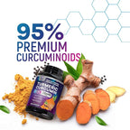 Turmeric Curcumin Supplement - 1750mg Organic Turmeric Per Serving - 95% Curcuminoids, Ginger & BioPerine Black Pepper for Best Absorption - Natural Vegan Joint Support, Bottled in USA - 360 Capsules
