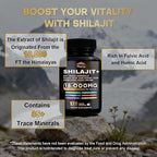 Shilajit Capsules, Himalayan Organic Shilajit for Men and Women, with Ashwagandha Ginseng, Fulvic Acid and More Trace Minerals - 120 Capsules